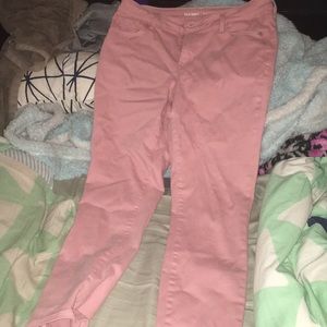 Blue and pink mid rise jeans